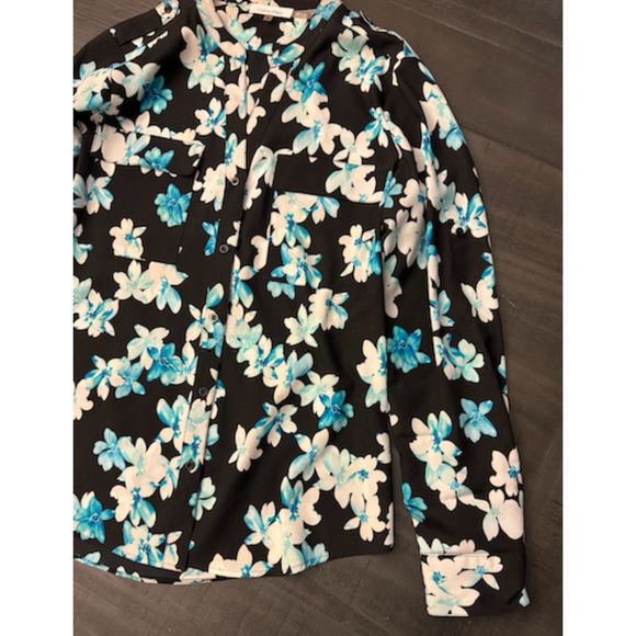 Calvin Klein Floral Long Sleeve Button Up- Sz M - Picture 10 of 12